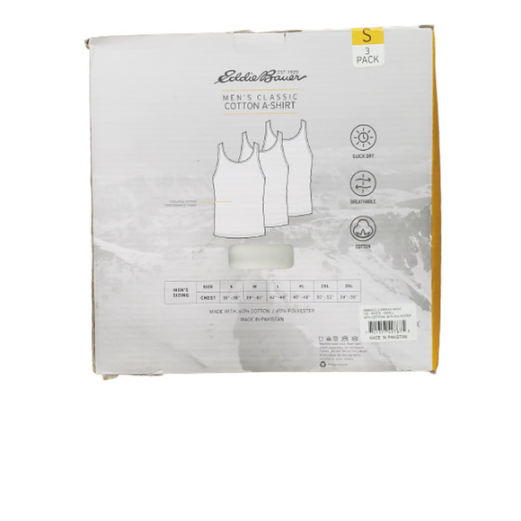 Eddie Bauer Men's Tank Top Sleeveless White Three Pack Classic Cotton Small - Picture 2 of 4